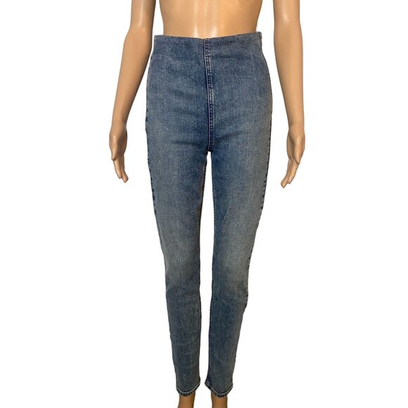 Rag & Bone NWT Nina High-Rise Pull On Stretch Skinny Jeans Blue Size S - Picture 1 of 9
